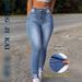 Slim Fit Stretch Denim Skinny Jeans For Women - Tummy Control High Waist With Lifting Effect - Light Blue Washed Comfortable Pencil Pants_mkmklike.com