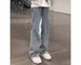 Men's American-Style Diagonal Cut Jeans – Workwear Straight Leg Pants With Adjustable Ties & Streetwear Flare_mkmklike.com