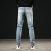 Light Colored Slim Fit Jeans for Men High End Style Straight Leg Pants Thin Long Casual Wear for Spring Autumn Summer_mkmklike.com