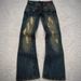 Vintage Gothic Washed Denim Jeans For Men & Women - High Waist Flared Bell Bottoms With Distressed Details - Streetwear Fashion_mkmklike.com