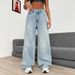 Vintage High-Waisted Straight-Leg Flare Jeans For Women - Retro Wide-Leg Denim Pants With Stretch, Comfortable & Stylish_mkmklike.com