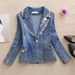 Chicco Chicco Small Suit Collar Denim Jacket For Women, Spring And Autumn New Embroidered Little C Style Short Slim Fit Retro_mkmklike.com