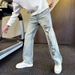 Vintage Washed Denim Jeans For Men & Women – Streetwear Straight Fit With Distressed Print & Flared Hem (S-3XL, Cotton Blend, Retro Y2K Aesthetic)_mkmklike.com