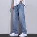 Men's Vintage Washed Jeans – High Street Distressed Denim Pants, Relaxed Fit Straight-Leg Trousers With Faded Details, Fall Collection_mkmklike.com