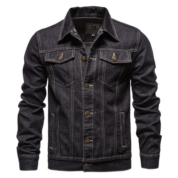 Men’s Slim-Fit Denim Jacket – Classic Washed Cotton Workwear Coat (Black/Light Blue/Dark Blue) – Korean-Inspired Streetwear Essential_mkmklike.com
