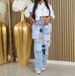 "Vintage Washed Distressed Jeans - Patchwork Loose Fit, Streetwear Denim (Light Blue, S-XXL)"_mkmklike.com