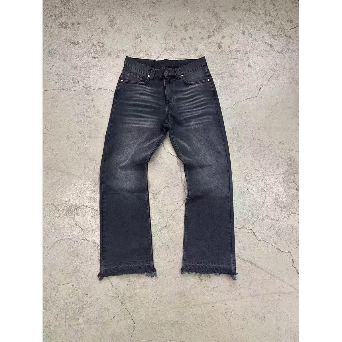 Distressed Embroidered Slim Fit Men's Jeans - Vintage Washed Denim Pants With Handmade Rips Tching, Straight Leg Comfort Stretch For Casual Wear_mkmklike.com