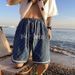 Men's Clothing Denim Shorts Men's Summer Trendy Brand Ins Loose Straight High Street Niche Letter Shorts Casual Pants_mkmklike.com