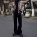 Unisex Cross Border American High Street Style Edgy Sleek Curved Jeans mid Waist Straight Leg Slightly Flared Slimming Blue Casual Long Pants_mkmklike.com