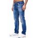Men's Slim Fit Double Stitch Jeans – Classic Denim With Vintage Wash (Dark Blue/Light Blue/Black, S-XXXL)_mkmklike.com