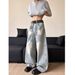 Men's Streetwear Deconstructed Wide-Leg Jeans – Vintage Washed Light Blue (S-3XL)_mkmklike.com