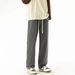 LKTM Men's Straight Leg Jeans Elastic Waist High Street Retro Loose Wide Leg Pants American Streetwear_mkmklike.com