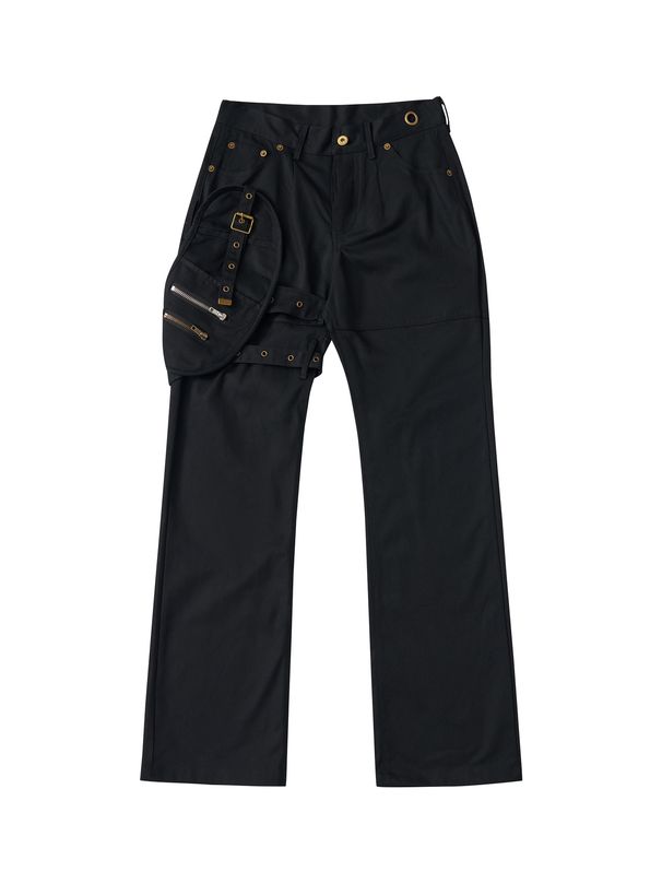 Men's LGB Cargo Black Gun Pants - Streetwear Overalls With Lace-Up Design, Urban Vibe Style_mkmklike.com
