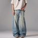Vintage Washed Ripped Jeans For Men & Women – Retro Distressed Denim Pants, Loose Fit Wide Leg Trousers, 90s Streetwear Style_mkmklike.com