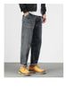 American Style Plush Thick Jeans Men's Winter Trend Straight Tube Loose Fitting Harem Washed Nine Inch Long Pants_mkmklike.com