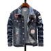 Men's Casual Denim Jacket With Stylish Print & Relaxed Fit - Versatile Spring & Autumn Outerwear For Teenagers_mkmklike.com