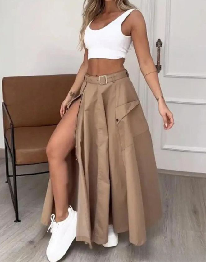 Women's Fashion Casual Skirt Long Skirt_mkmklike.com