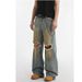 Distressed Washed Wide-Leg Jeans For Men & Women - High Waist Straight Denim Pants With Button Fly & Raw Hem_mkmklike.com