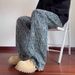 Men's Casual Vintage Letter Jacquard Jeans - Straight Leg Comfort Fit Polyester Denim Pants For Spring & Summer_mkmklike.com
