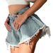 Women's Distressed Denim Shorts - High Waisted Ripped Jeans With Frayed Hem Trendy Loose Fit Summer Fashion_mkmklike.com