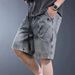 Men's Heavyweight Denim Shorts Summer Washed Distressed Retro Loose Trendy Workwear Mid Length Pants_mkmklike.com