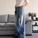 Men's Clothing Retro Denim Jeans Summer Wash Pleated Casual Loose Wide Leg Slimming Floor Length_mkmklike.com