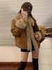 Chicco Denim Short Patchwork Furry Top Thickened Autumn Winter Street Fox Fur Coat College Style_mkmklike.com