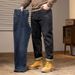 Large Size Men's Clothing Autumn And Winter Thick Regular Printed Jeans Men's Fattened Plus Size Versatile Slim-fitting Jeans Men_mkmklike.com