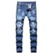 Men's Clothing Slim Fit Ripped Jeans Midweight Polyester Skinny Trousers Trendy Cropped Length Simple Design_mkmklike.com