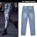 Women's Clothing Mid Waist Loose Straight Denim Nine Point Pants Popular Metallic Color Embroidered Beads Washed Old Holes_mkmklike.com