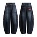 Men's Clothing Fashion Brand 2025 New American Loose Overalls Retro Washed Jeans Straight Leg Wide Leg Pants Men And Women_mkmklike.com