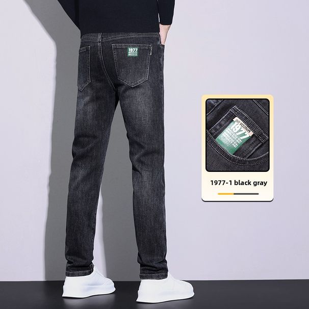 Slim-fit Straight Jeans Business Casual Stretch Slim-fit Men's Trousers Men's Trousers_mkmklike.com