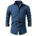 Classic Denim Shirt For Men - 100% Cotton, Wrinkle-Free, Long Sleeve Casual Jacket, Retro Style, Breathable & Comfortable (S-4XL)_mkmklike.com