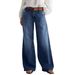Vintage-Inspired High-Waisted Flared Jeans For Women – Embroidered Denim, Stretchy & Comfortable (Blue, S-XXL)_mkmklike.com