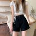 Women's High-Waisted Wide-Leg Denim Shorts Korean Style Summer 2021 Slimming Loose Fit Rolled up Hem Trendy Hot Pants_mkmklike.com