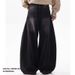 Unisex High Street Loose Fitting Casual Wide Leg Jeans Black Curved Blade Distressed Retro Whiskering Design_mkmklike.com