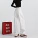 White Straight-leg Jeans For Women, 2025 Autumn New Women's Fashion, High-waisted, Loose-fitting, Drapey, Floor-length,_mkmklike.com