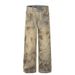 Post-apocalyptic Style Dirty Jeans Men's Streetwear Hip Hop Loose Design Sense Niche Mud Dyed Straight Pants Wide Leg_mkmklike.com