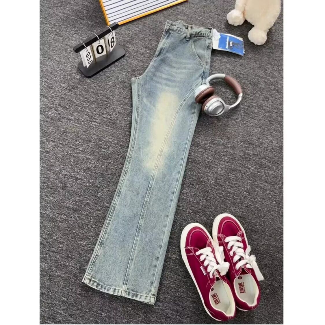 New Slim Fit Straight Leg Jeans, Spring/summer Style, Lightweight, Plus Size, Flattering For Curvy Women, Loose Fit, Wide Leg Pants._mkmklike.com