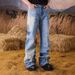 Men's Clothing Retro Washed Sexy Lace Casual Jeans For Women, New Autumn/winter Style, Loose Fit, Straight Leg, Wide Leg Trousers_mkmklike.com