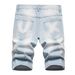 Men's Trendy Light Colored Ripped Denim Shorts Summer Outer Size Available Mid-Length Loose Straight Leg Five Point_mkmklike.com