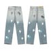 Original Shibuya Limited Washed Loose Straight Colorful Embroidered Lightning Jeans For Men And Women_mkmklike.com