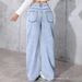 Women's Loose Wide Leg Denim Jeans Rhinestone Star Design Fashionable Casual Non-Stretch Trousers European American Style_mkmklike.com
