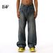 EF JEANS | 2024 New American Street Old Retro Coated Washed Jeans Straight Mopping Casual_mkmklike.com