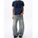 American Deconstruction Design, Vintage Curved Knife Jeans, Trendy Cleanfit Straight Leg 2025 Summer Workwear Pants_mkmklike.com