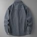 Trendy Long Sleeved Denim Men's Spring And Autumn Handsome Striped High Street Loose Casual Shirt Jacket Men_mkmklike.com