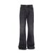 Vintage Black Distressed Jeans For Men - High Street Fashion Slim Fit Flared Casual Pants With Retro Wash Effect_mkmklike.com