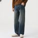 Men's American Vintage Straight Leg Jeans – High Street Relaxed Fit Denim Pants (91.7% Cotton, Washed & Distressed)_mkmklike.com