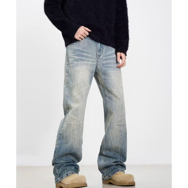 Classic Straight-Leg Relaxed Fit Jeans For Men & Women | Comfortable Cotton Denim Pants | Casual & Office Wear | Blue Washed Denim | Sizes S-3xl_mkmklike.com