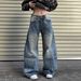 Men's Clothing Vintage Washed Distressed Straight-Leg Jeans For Men - Cleanfit High Street Style With Subtle Flare & Premium Cotton Fabric_mkmklike.com